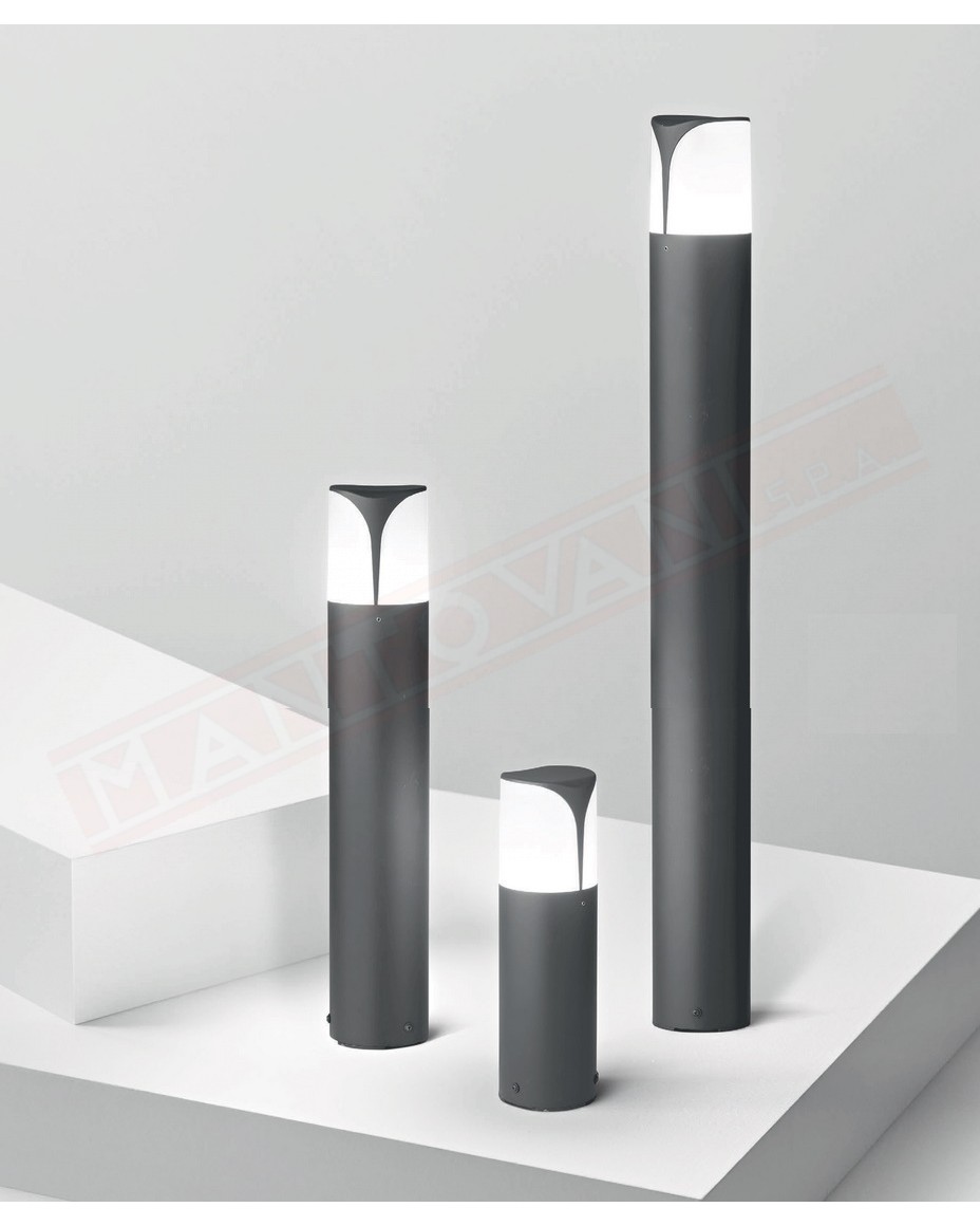Lampada da terra per esterni ip44 in alluminio grigio antracite h. cm 30 diametro cm 9 1xe27