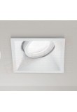 Faretto incasso bianco 9x9 con ottica arretrata orientabile 1xgu10 struttura in alluminio bianco opaco ip20 foro 8.1x8.1