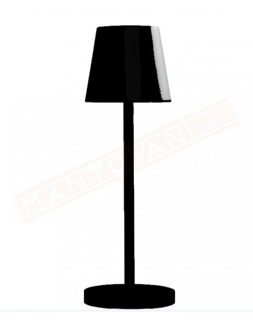 Gea lampada da tavolo nera led ricaricabile 3w bianca