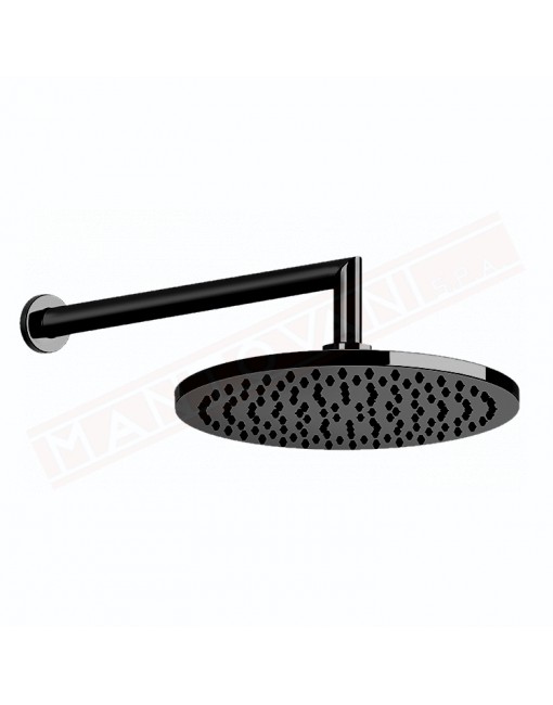 Gessi Emporio shower soffione doccia tondo 20 matte black braccio doccia tondo da 34.8 cm e snodo orientabile