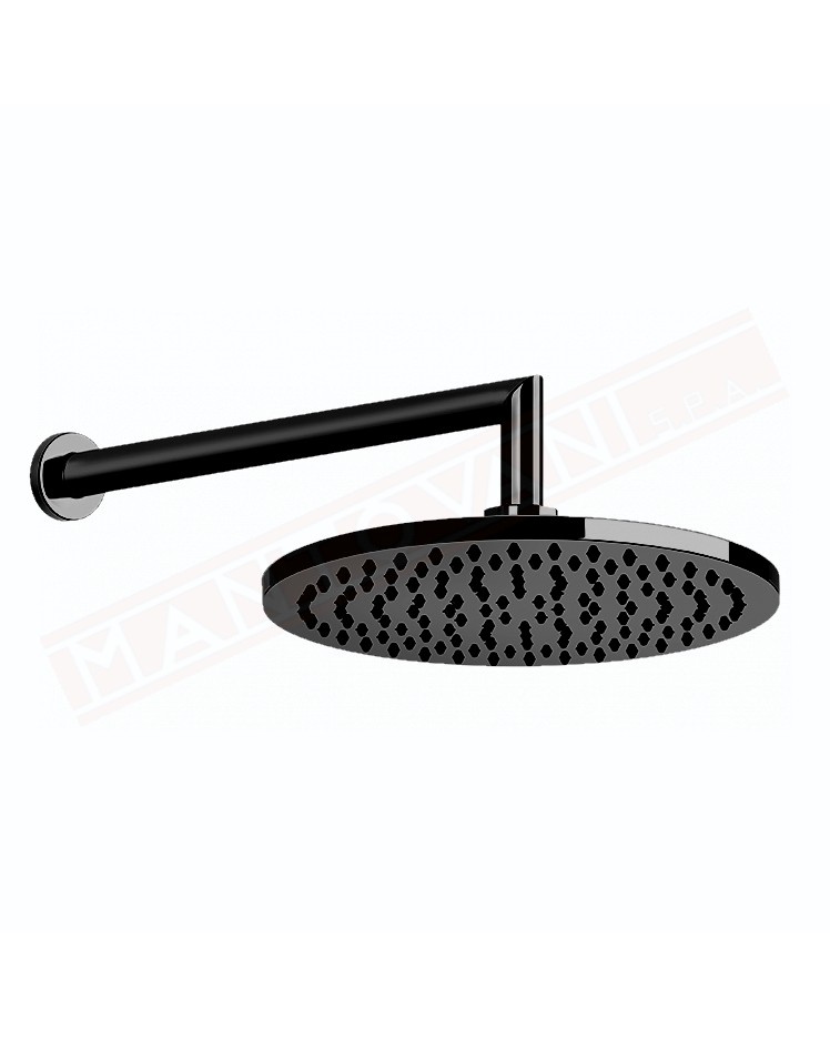 Gessi Emporio shower soffione doccia tondo 20 matte black braccio doccia tondo da 34.8 cm e snodo orientabile