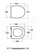 Ceramica Globo 4all - copriwater duroplast chiusura tradizionale bianco 48x37 per mds04