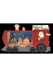 Paesaggio di Natale in legno intagliato a forma di locomotiva con babbo , luci led a batteria con 2 pile escluse aa 50x33x9