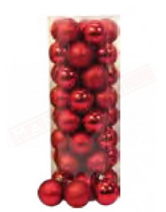 Cilindro con 40 palline natalizie rosse plastica lisicia glitter diametro 60