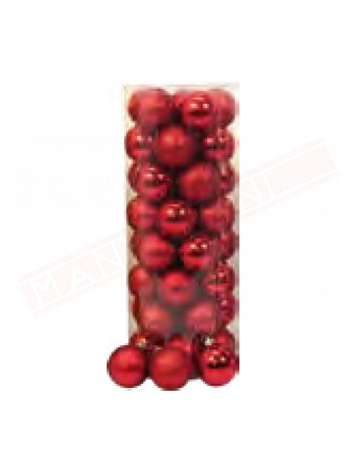 Cilindro con 40 palline natalizie rosse plastica lisicia glitter diametro 60