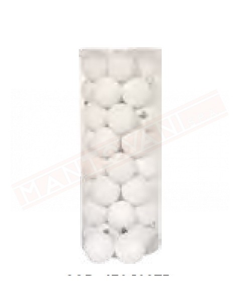 Cilindro con 40 palline natalizie bianche plastica lisicia glitter diametro 60