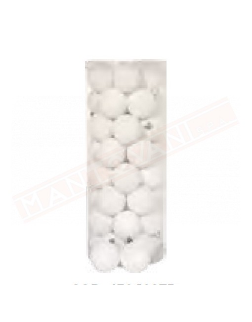 Cilindro con 40 palline natalizie bianche plastica lisicia glitter diametro 60