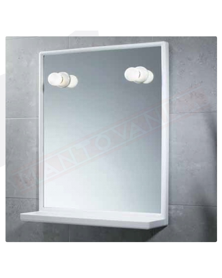 Gedy specchio bagno bianco con mensola 45x60 con luci (non incluse) misure art 45x14,7x60