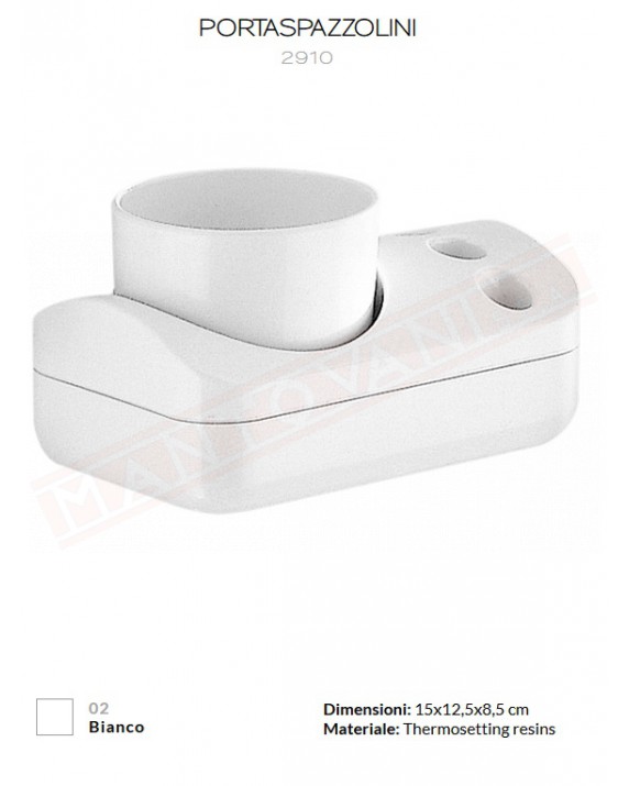 Gedy G. 2910 portaspazzolini bianco lucido in resina termoplastica designer Makio Hasuike misure art. 15x12,5x8,5