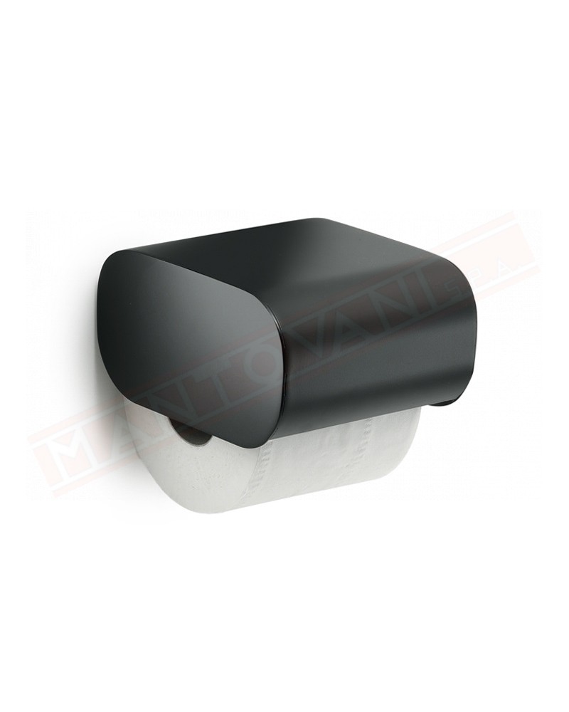 Gedy G.Outline portarotolo nero matt coperto serie in ottone, Cromall , acciaio inox.Misure 11,7x14,2x9,6