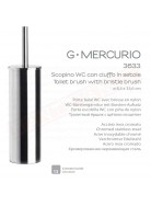 Gedy G.Mercurio scopino wc da terra cromato con ciuffo in setole misure diametro art 8,3x33,6