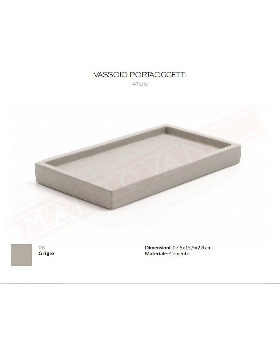 Gedy G.Giunone vassoio portaoggetti in cemento grigio misure art. diametro 8,2x17,5