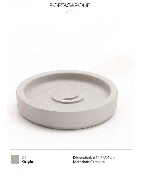 Gedy G.Giunone portasapone grigio in cemento misure art. diametro 11,5x2,4