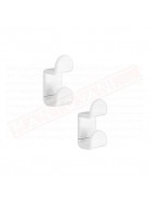 Gedy G. 6027 confezione due appendiabiti bianco in resina termoplastica designer Ambrogio Rossari misure art. 4,9x4,2x10,5