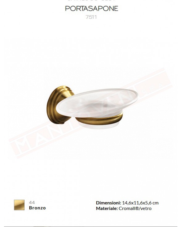 Gedy G.Romance portasapone con contenitore in vetro e finitura bronzo misure art 14,6x11,6x5,6