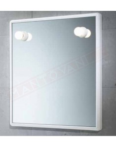 Gedy G.Junior 8001 specchio bagno 55x55 con luci bianco in resina termoplastica designer Gianpietro Tonetti