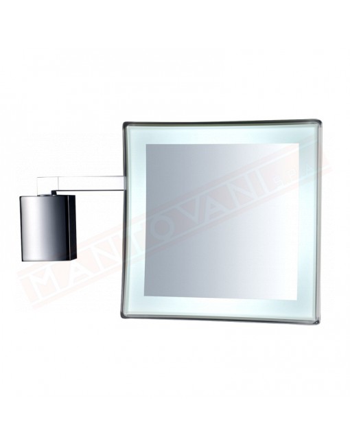 Gedy G-Maldive specchio da parete ingranditore con luce led in ottone e cromall misure art. 23,5x23,5x9,4x39