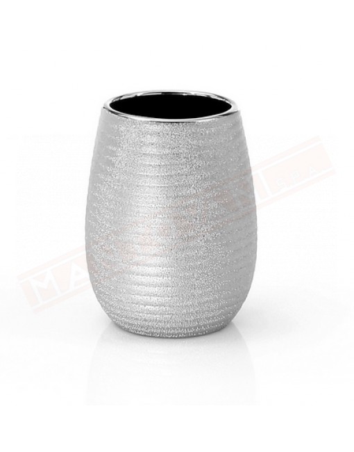 Gedy G. Astrid portaspazzolini in ceramica argento misure art diametro 8,3x11