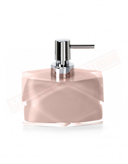 Gedy G. Chanelle dosasapone in resina color rosa con erogatore in plastica misure art 11,5x7,8x12,6