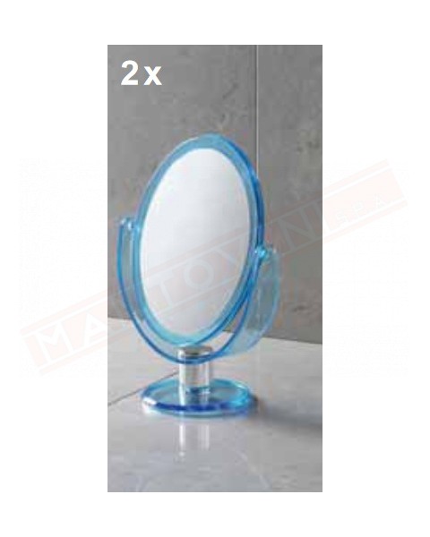 Gedy specchio ovale ingranditore da appoggio e non in resina blu misure art. 17,6x10x25