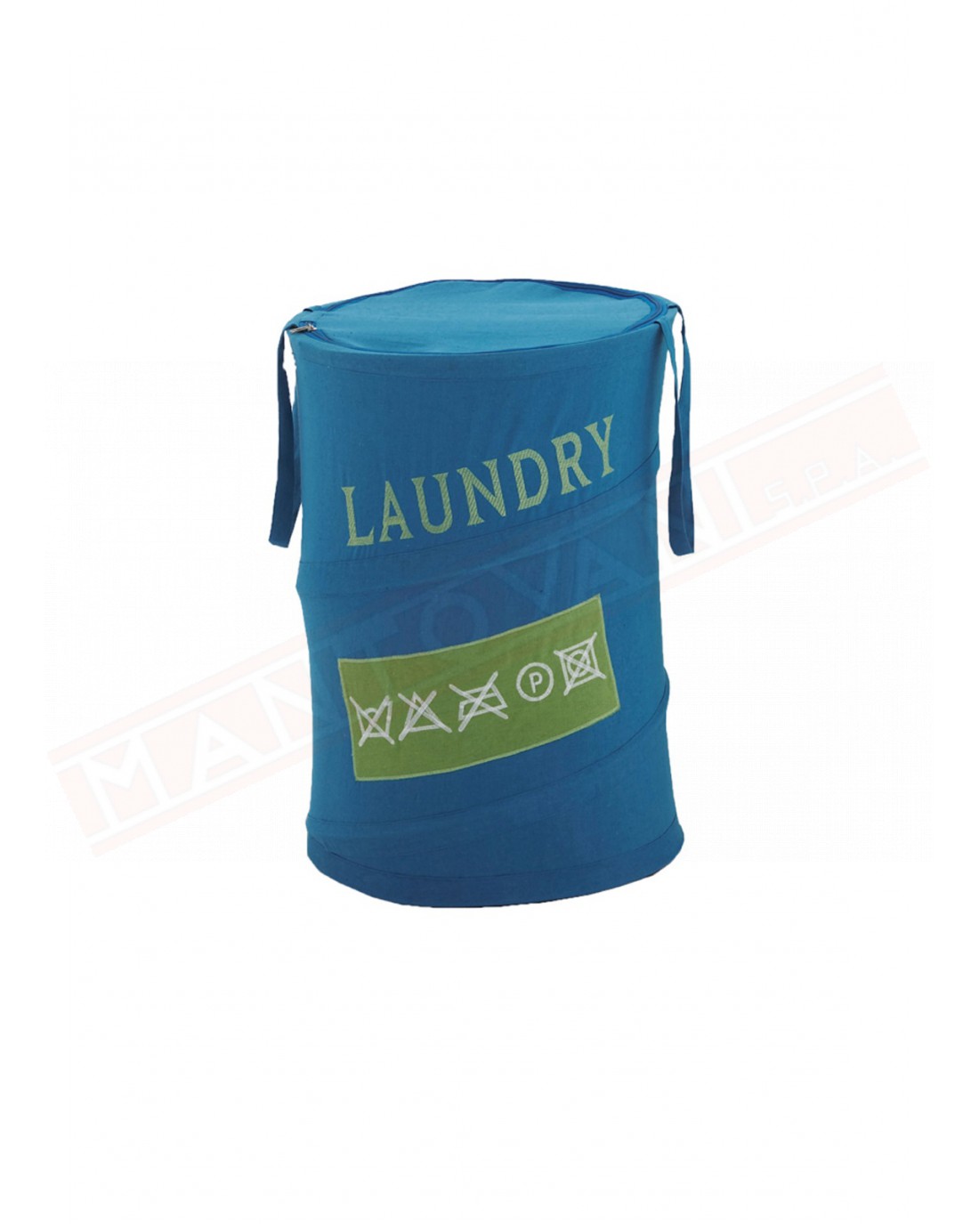 Gedy G.Laundry cesto portabiancheria in metallo cotone e poliestere azzurro misure art diametro 38x58