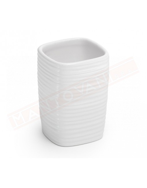 Gedy Kelly portaspazzolini in ceramica bianco misure art 7,2x7,2x10