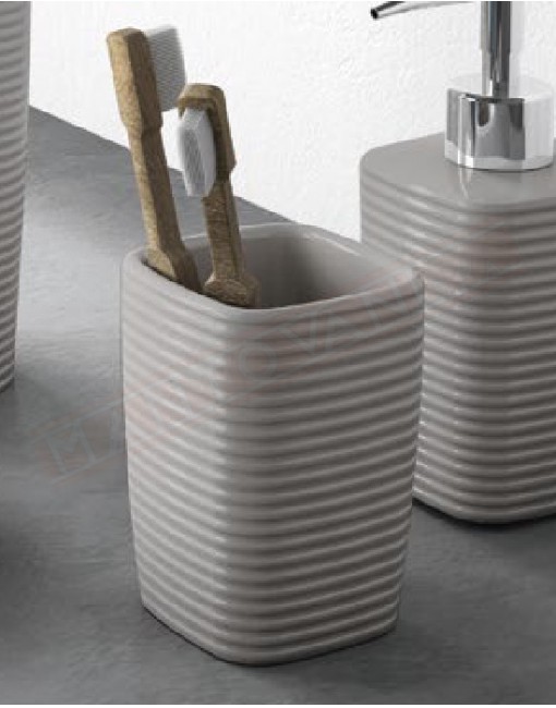 Gedy Kelly portaspazzolini in ceramica grigio misure art 7,2x7,2x10