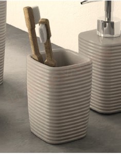 Gedy Kelly portaspazzolini in ceramica tortora misure art 7,2x7,2x10