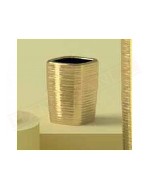 Gedy Kelly portaspazzolini in ceramica oro misure art 7,2x7,2x10