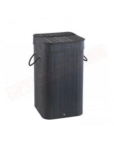 Gedy G.Tatami cesto portabiancheria nero con sacchetto estraibile in bambu' misure art 35,5x35,5x63