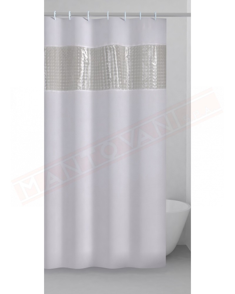 Gedy G.Spiraglio tenda in tessuto bianco e trasparente cm 120 altezza 200 confezione con anelli incorporati