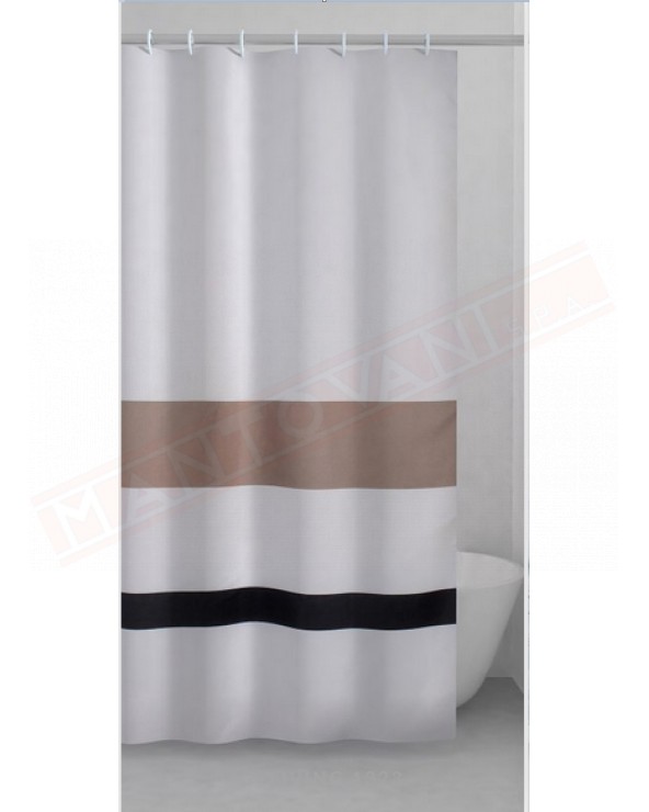 Gedy G.Living tenda in tessuto beige bianco e nero cm 180 altezza 200 confezione con anelli
