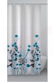 Gedy G.Ricordi tenda in tessuto con fiori celeste turchese e nero cm 180 altezza 200 confezione con anelli