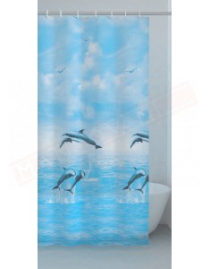 Gedy G. Jump tenda doccia in peva color azzurro con delfini cm 180 altezza 200 spessore 0,143