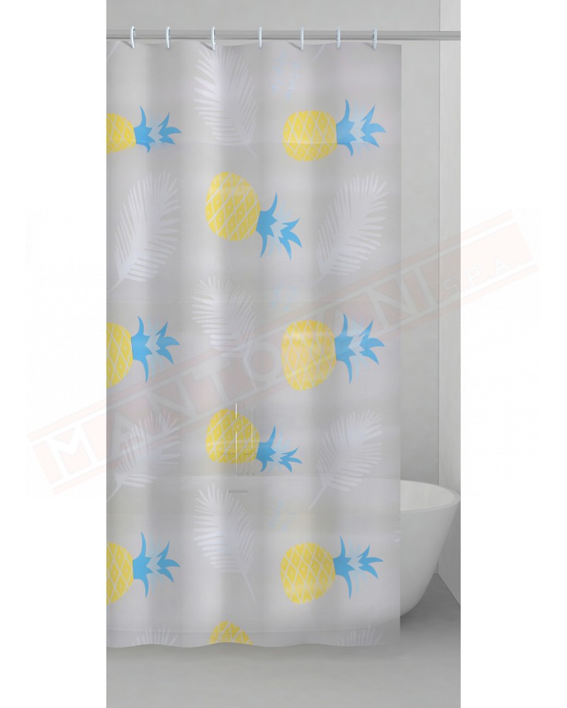 Gedy G.Tropical tenda doccia in peva color azzurro e giallo con ananas cm 120 altezza 200 spessore 0,143