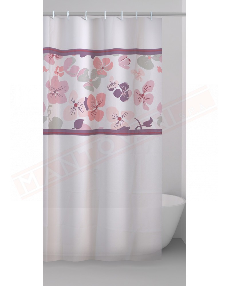 Gedy G.Pot Pourri tenda doccia in peva lilla e rosa con fiori cm 120 altezza 200 spessore 0,143