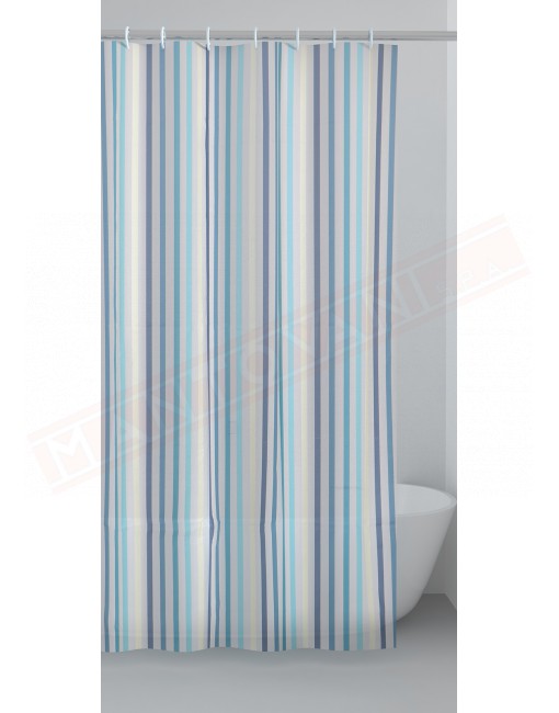 Gedy G.Tracce tenda doccia in peva color azzurro con righe cm 120 altezza 200 spessore 0,143