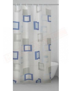 Gedy G. Frame tenda doccia in peva color azzurro e grigio con disegni cm 120 altezza 200 spessore 0,143
