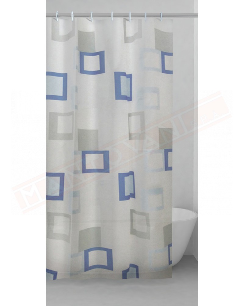 Gedy G. Frame tenda doccia in peva color azzurro e grigio con disegni cm 240 altezza 200 spessore 0,143