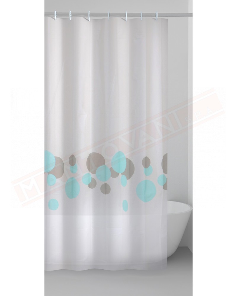 Gedy G.Circles tenda doccia in peva color acquamarina e grigio con disegni cm 120 altezza 200 spessore 0,143