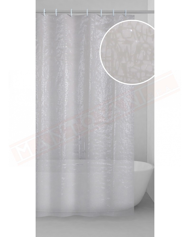 Gedy G.Vetro tenda doccia in peva color bianco con decoro in 3D cm 180 altezza 200 spessore 0,15