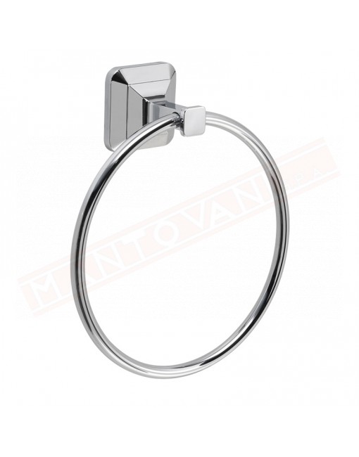 Gedy G.Ventus portasalviette ad anello cromato in acciaio inox e abs misure 18,8x6x20,5 h fissaggio ventosa