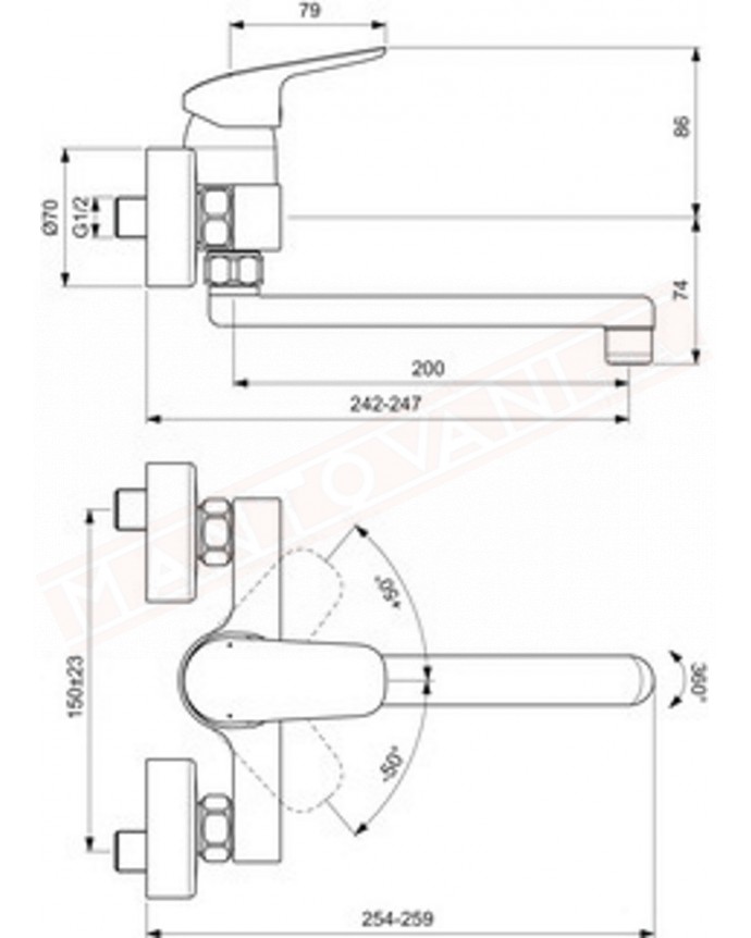 Ideal Standard Ceraflex miscelatore lavello cucina per installazione da appoggio h 192 mm l 200 mm