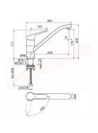 Ideal Standard Ceraflex miscelatore lavello cucina da appoggio per installazione sottofinestra h 176 mm l 228 mm
