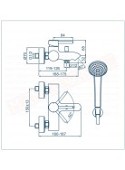 Ceraline rubinetto vascadoccia esterno con doccetta e supporto fisso interasse 15 cm Ideal Standard rubinetteria