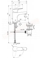 Ideal Standard Cerabase miscelatore monocomando da lavabo bluestart bocca 106 mm aereatore portata 5 litri min