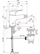 Ideal Standard Cerabase miscelatore monocomando da bidet con piletta saltarello e flessibili 3\8
