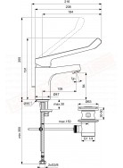 Ideal Standard Cerabase miscelatore monocomando da lavabo leva clinica bocca 106 mm aereatore portata 5 litri min