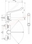 Ideal Standard Cerabase miscelatore monocomando da doccia esterno con leva lunga interasse 15 cm con idroscopino