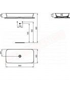 Ideal Standard Ipalyss lavabo da appoggio rettangolare 80x40 cm senza troppopieno e senza foro rubinetto